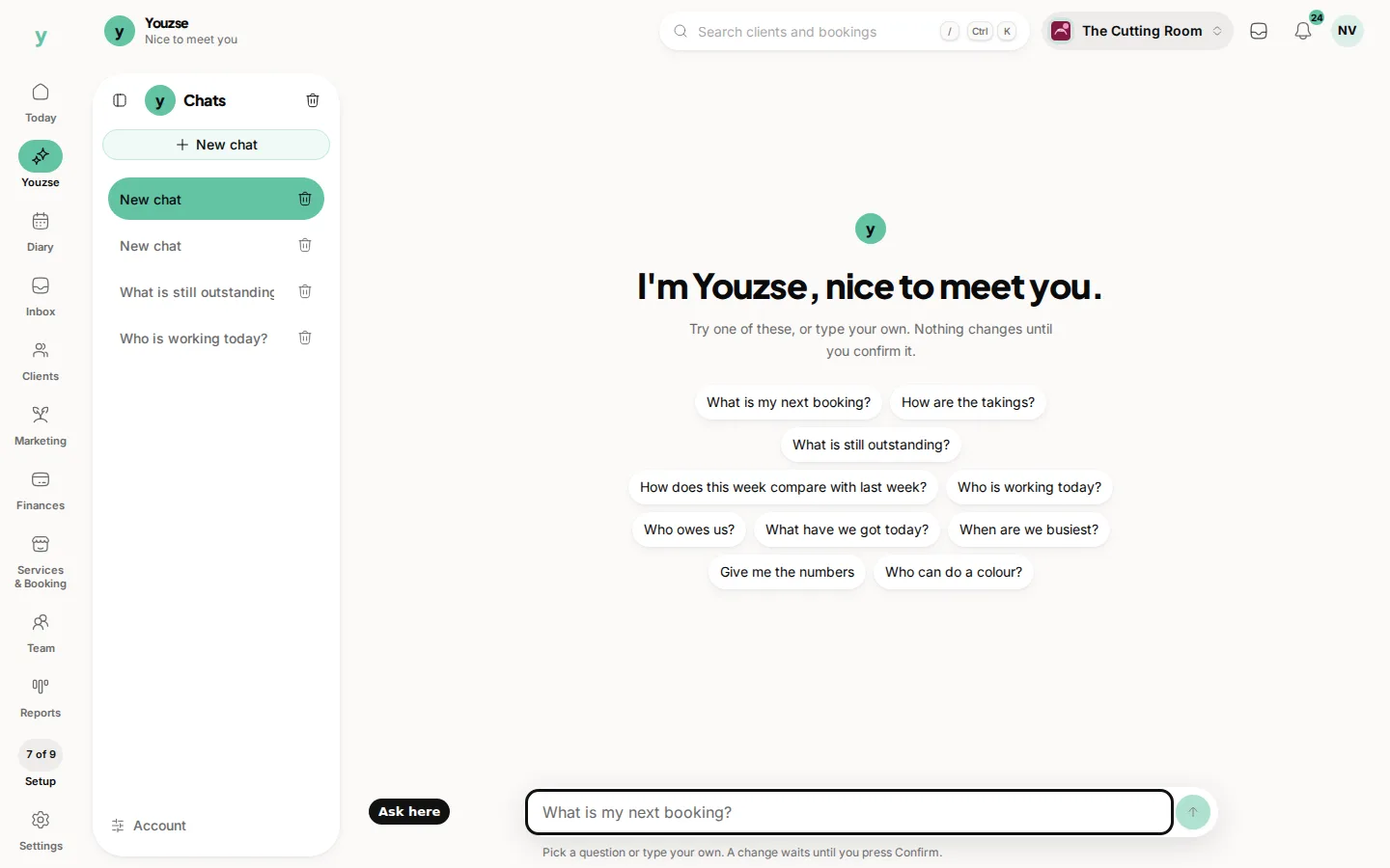 Youzse open for a comparison question. Ask here stays at the bottom for a follow-up.