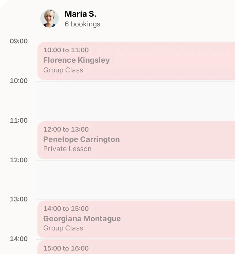 The diary at our demo business for dance teachers